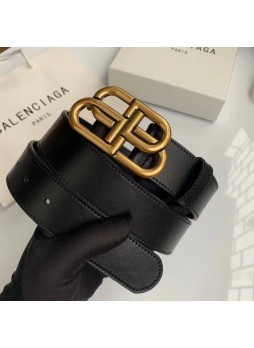 BALENCIGA BB LARGE LEATHER BELT  WITH AGED BUCKLE